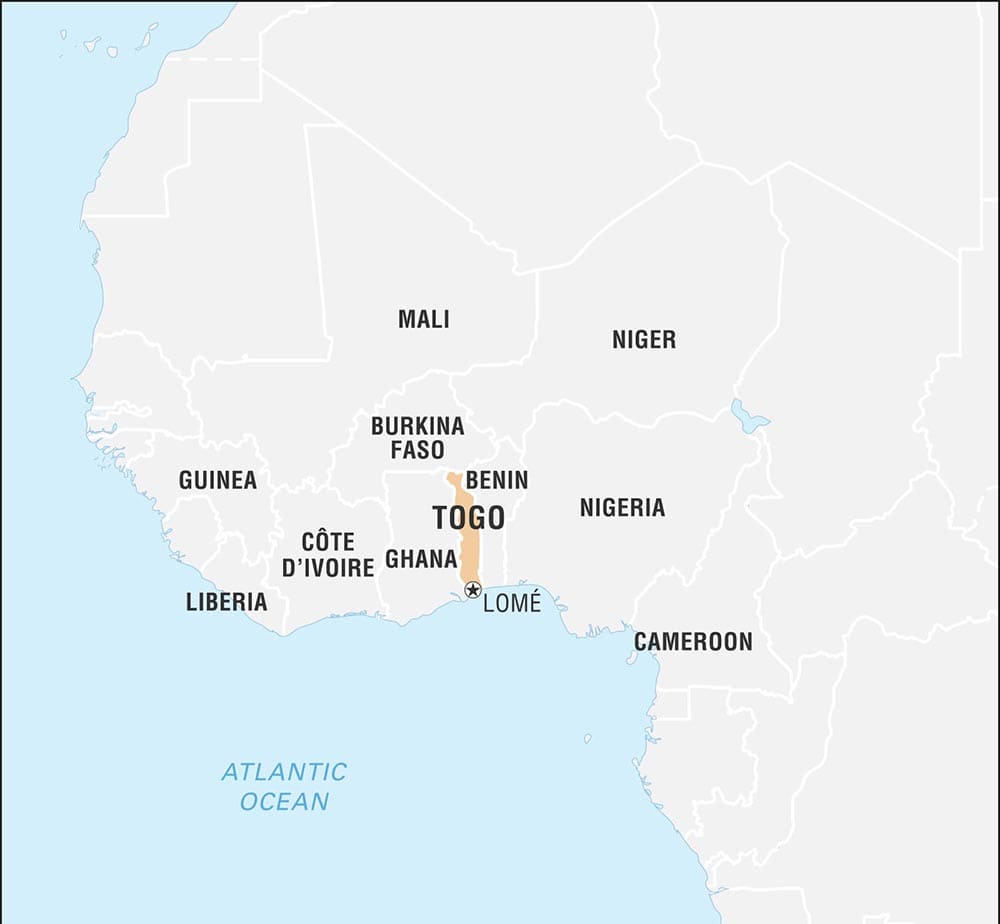 Printable Togo On World Map