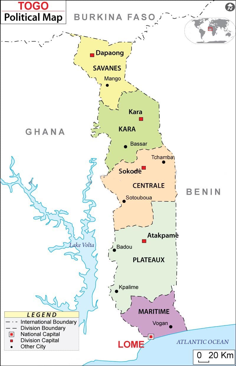 Printable Togo Political Map