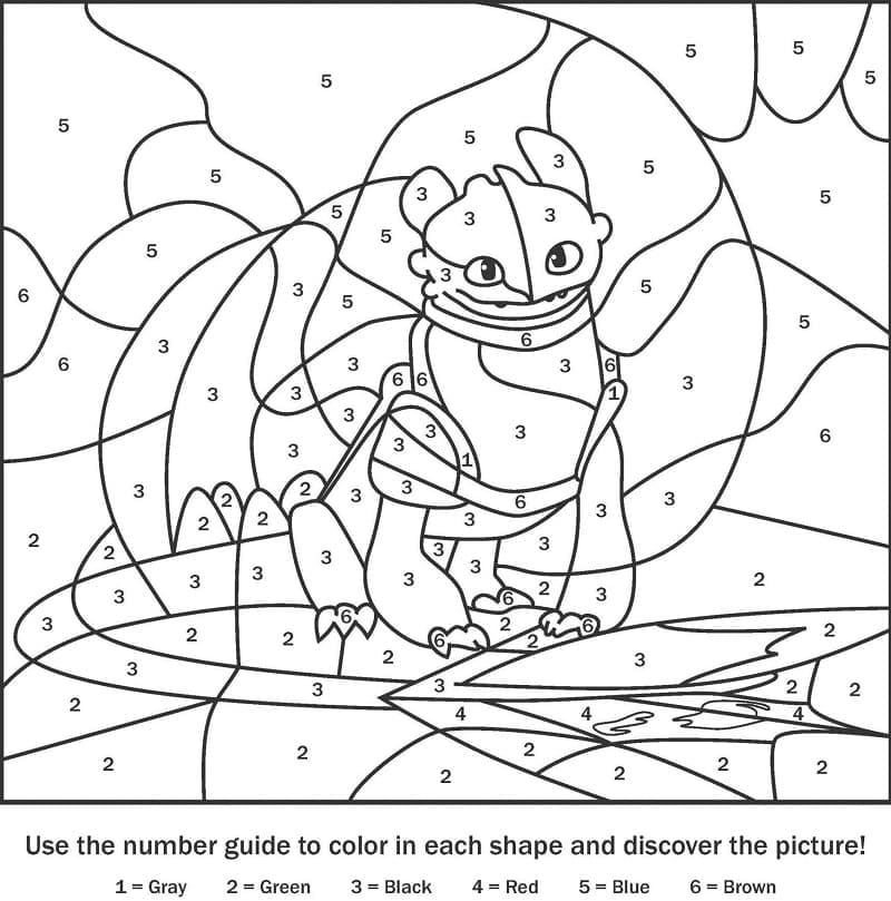 Printable Toothless Dragon Paint by Number