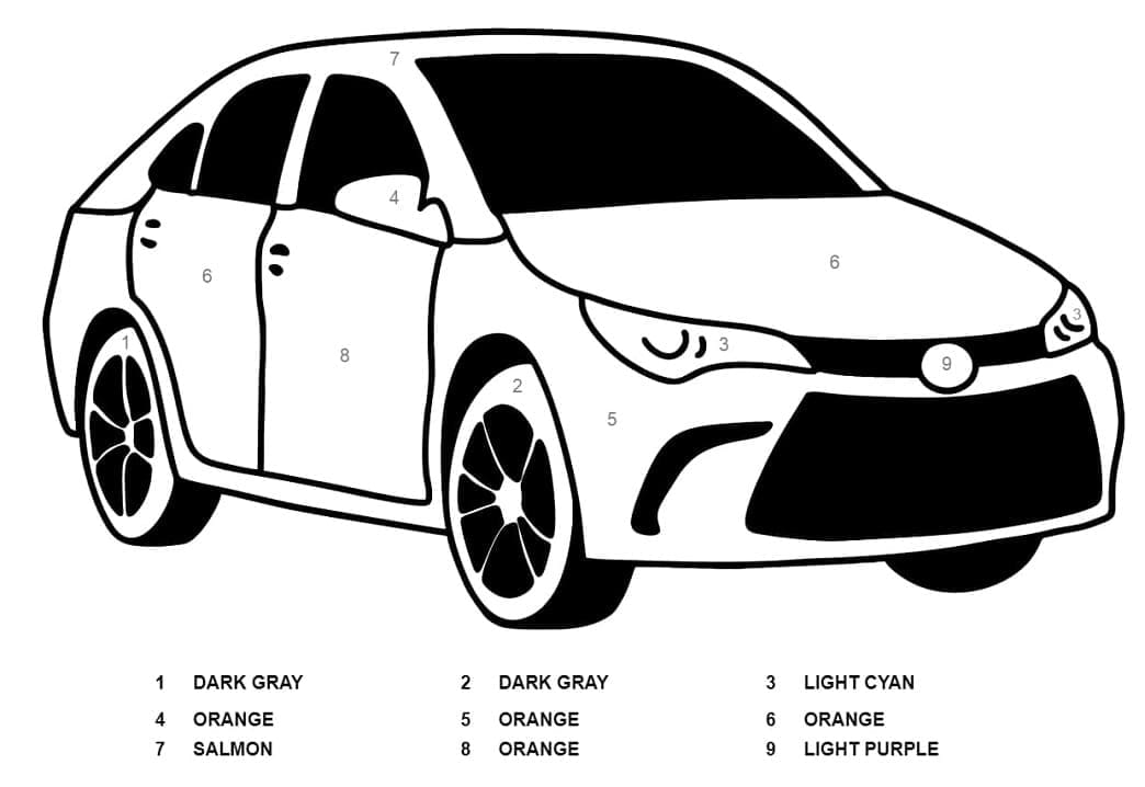 Printable Toyota Camry Paint by Number