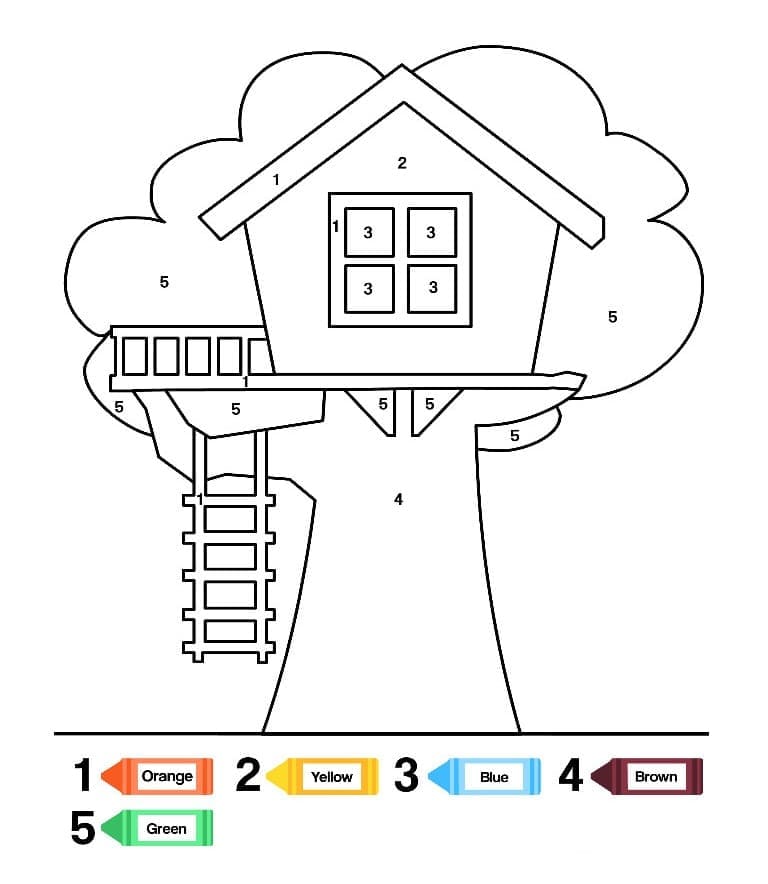 Printable Treehouse Paint by Number