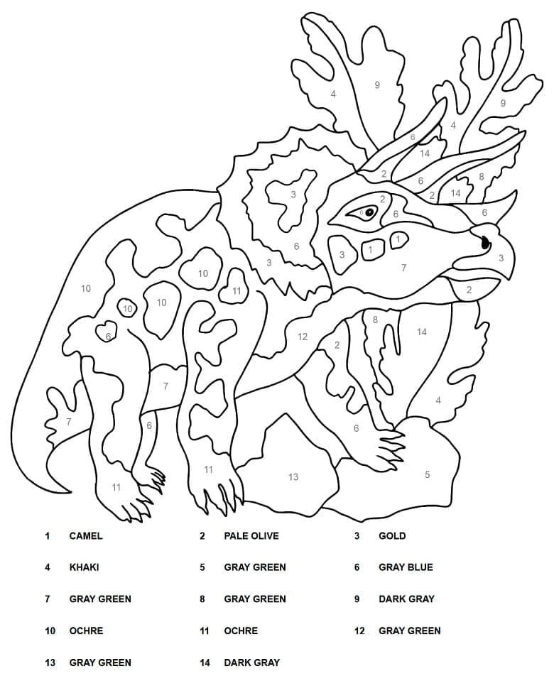 Printable Triceratops Paint by Number