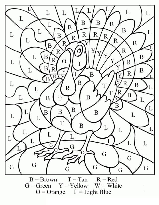 Printable Turkey Thanksgiving Paint by Number