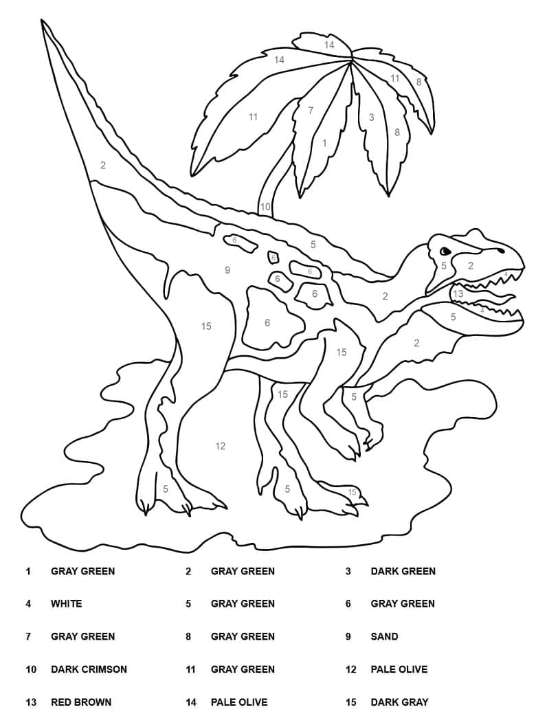 Printable Tyrannosaurus Dinosaur Paint by Number