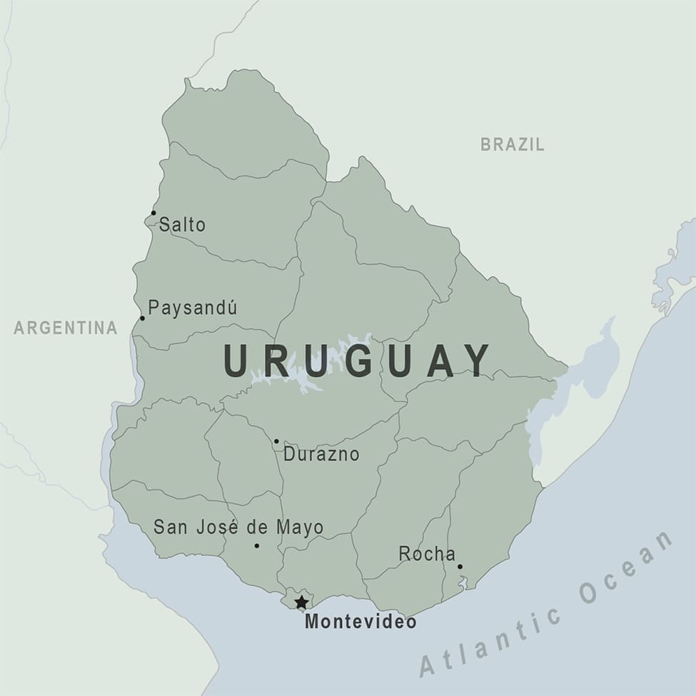 Printable Uruguay On Map Of World