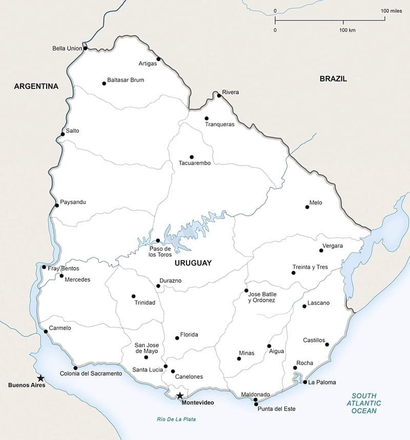 Printable Uruguay Political Map