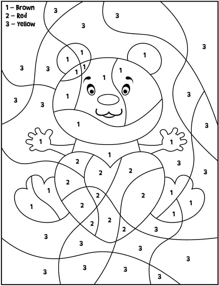 Printable Valentine Bear Paint by Number