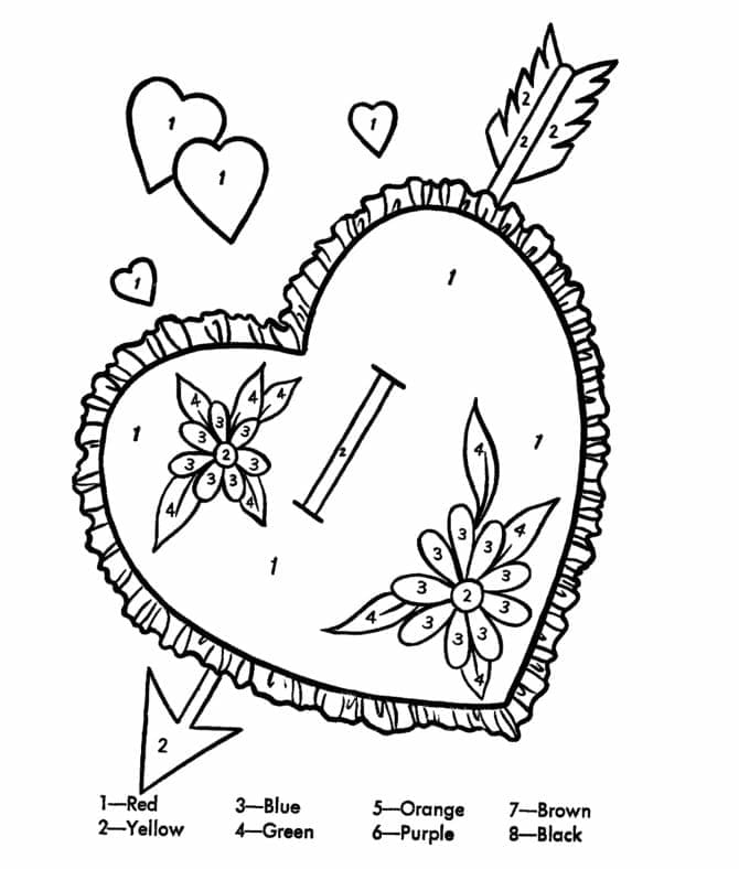Printable Valentine Heart Paint by Number