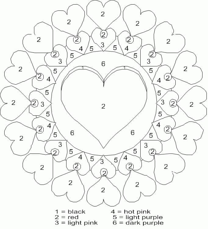 Printable Valentine Hearts Paint by Number