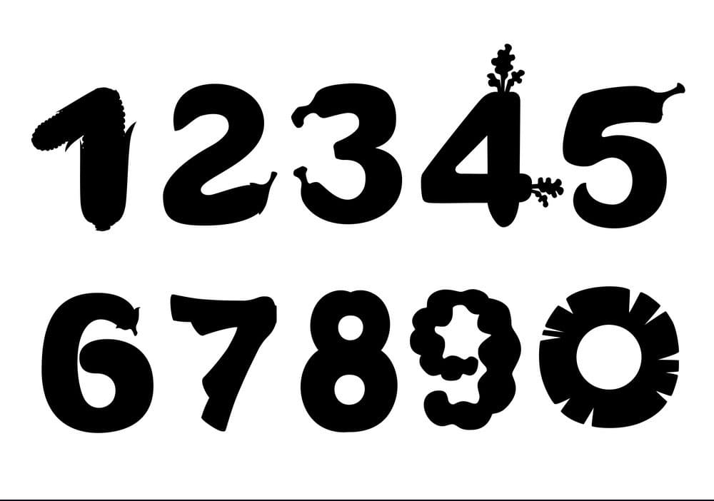 Printable Vector Silhouette Numbers