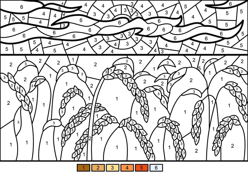 Printable Wheat Field Paint by Number