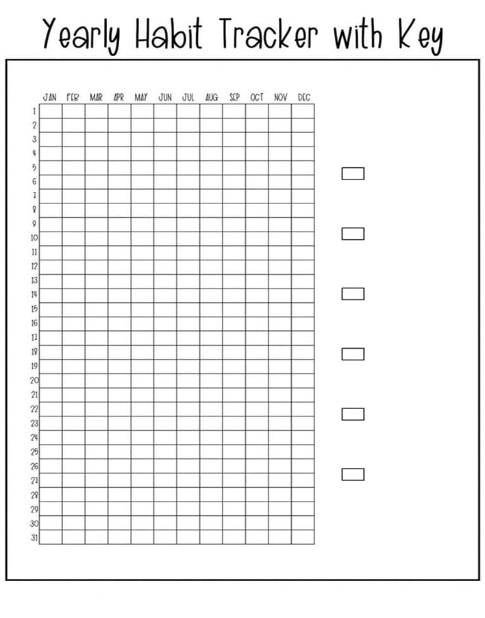 Printable Yearly Habit Tracker Template