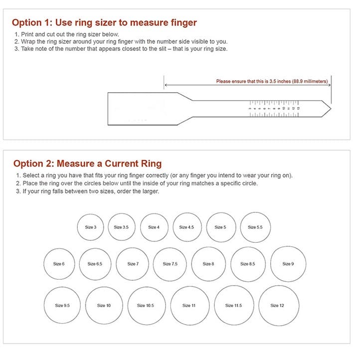 Prirntable Ring Size Chart Measure