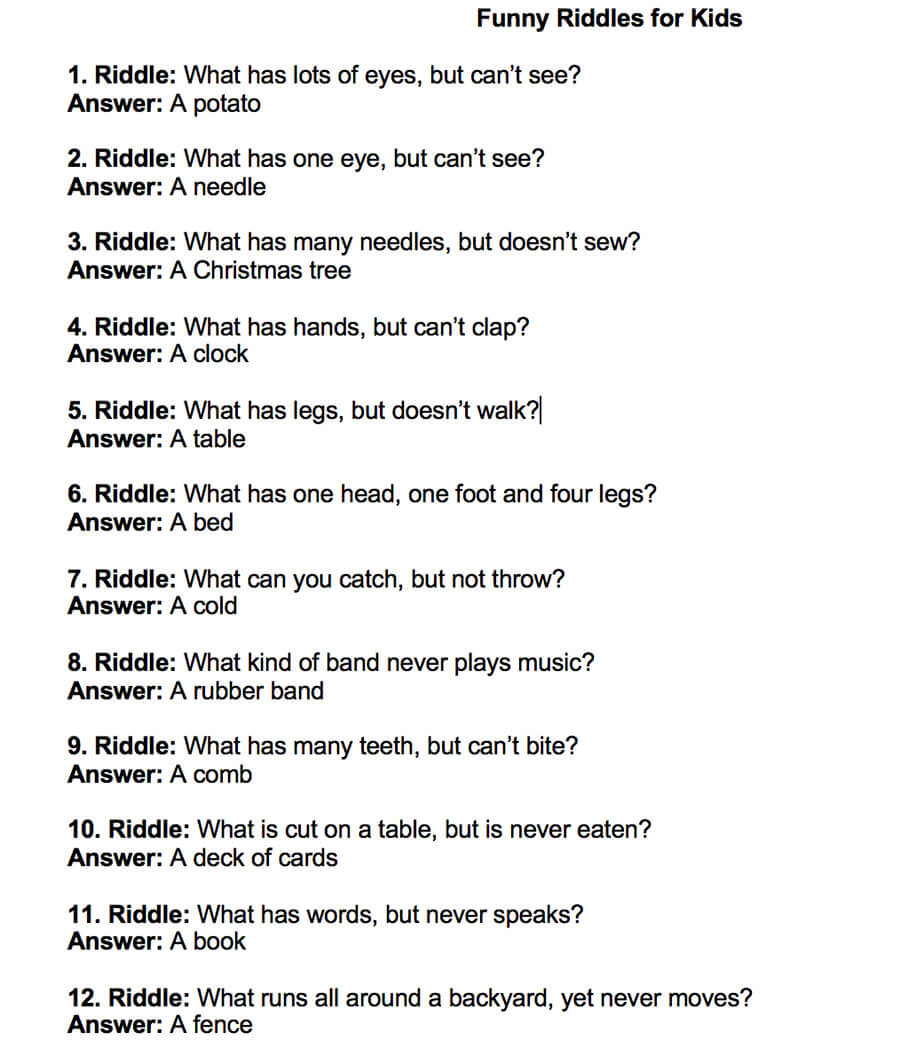 Funny Riddles for Kids - worksheets 1