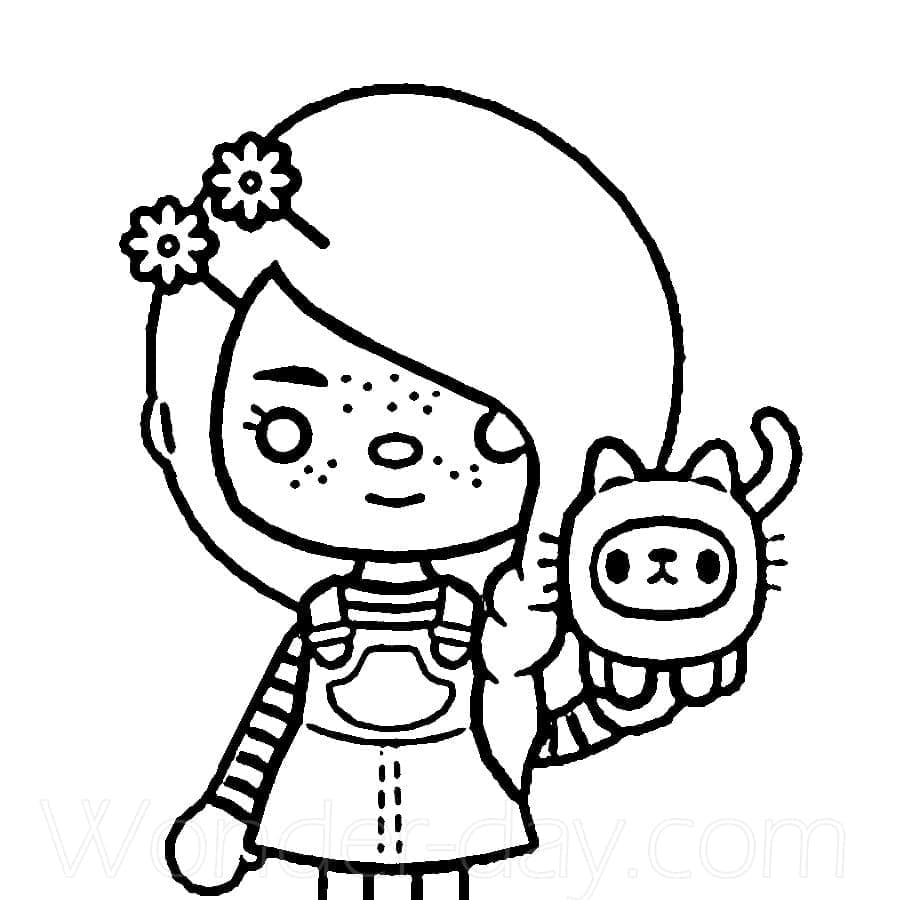 Girl and Pet Toca Life World coloring page