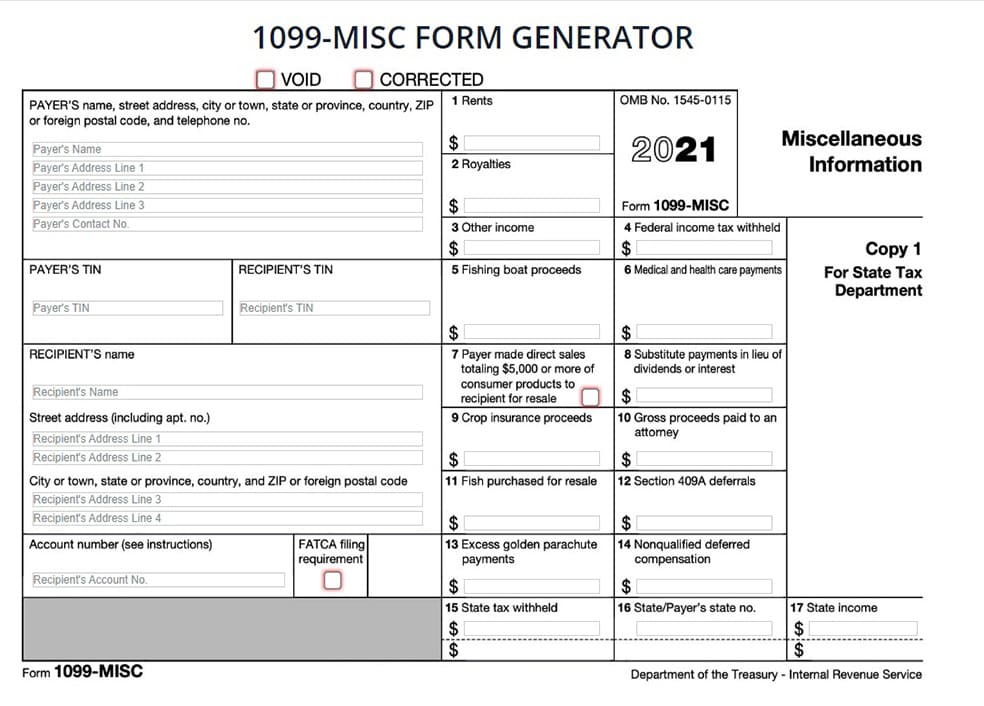 Printable 1099 Form Generator