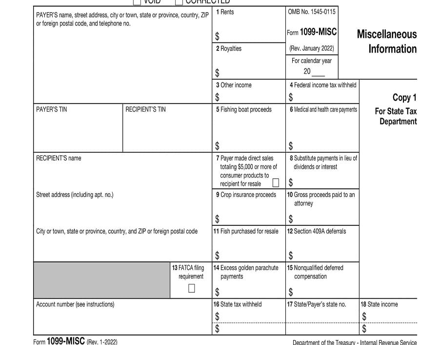 Printable 1099 Form Misc
