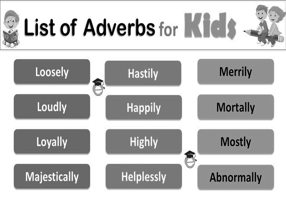 Printable Adverbs List Students