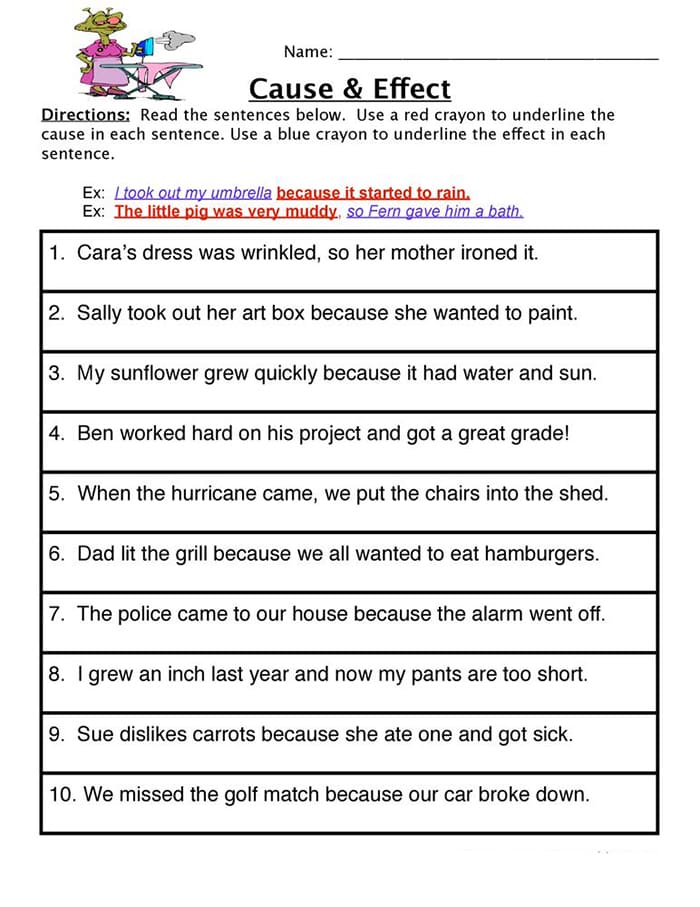 Printable Cause And Effect Worksheet With Answers