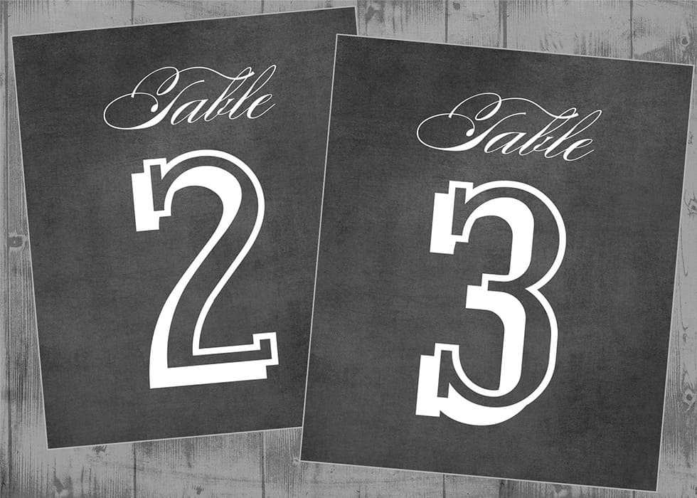 Printable Chalkboard Table Numbers Wedding