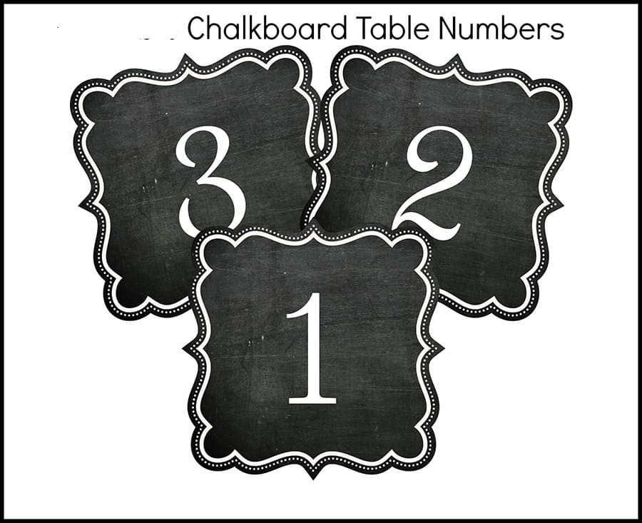 Printable Chalkboard Table Numbers
