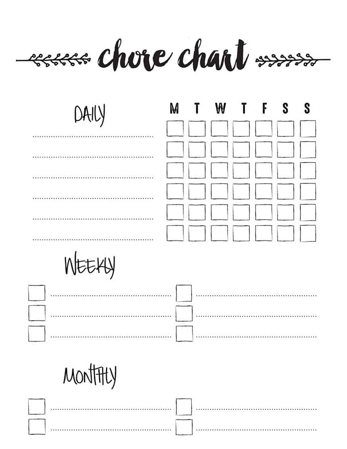 Printable Chore Chart Empty