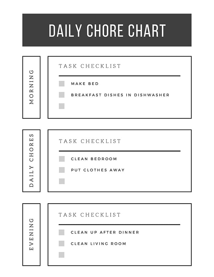 Printable Chore Chart Ideas