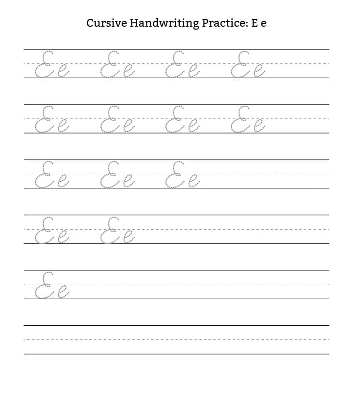 Printable Cursive Handwriting Letter E