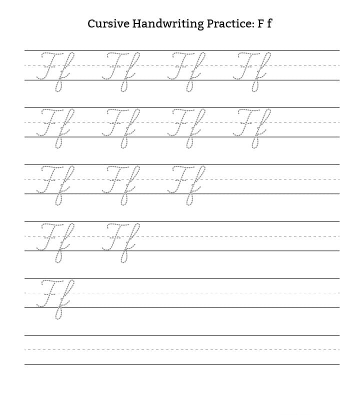 Printable Cursive Handwriting Letter F