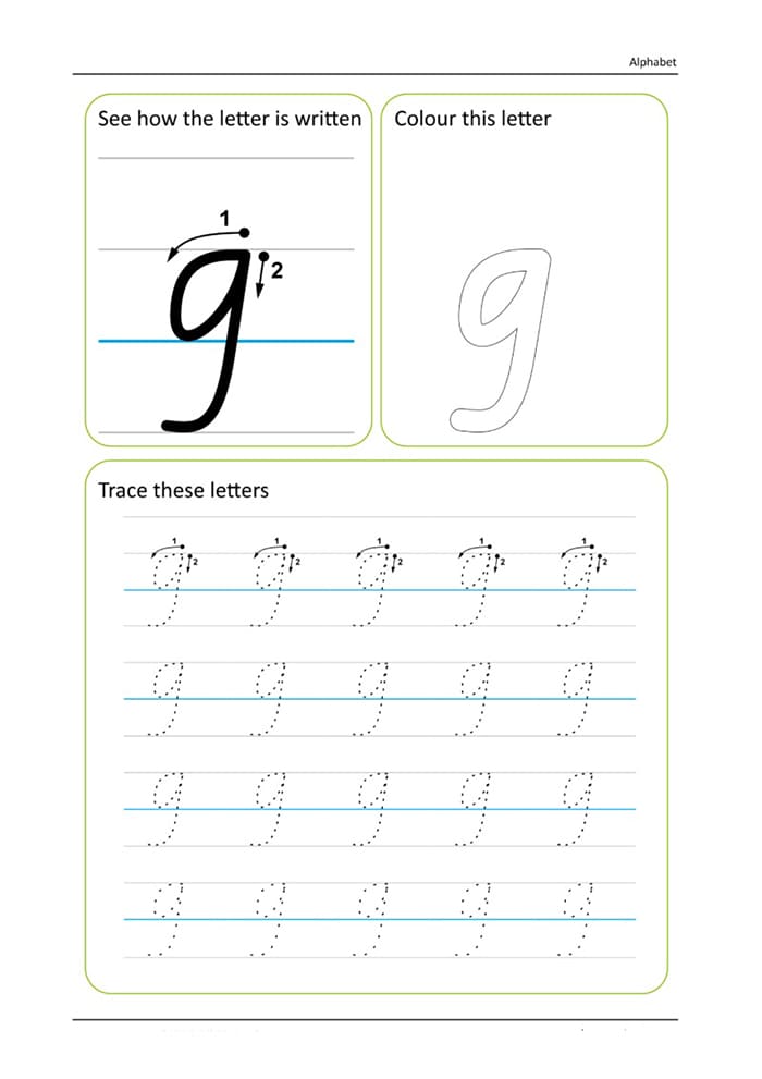 Printable Cursive Handwriting Letter G