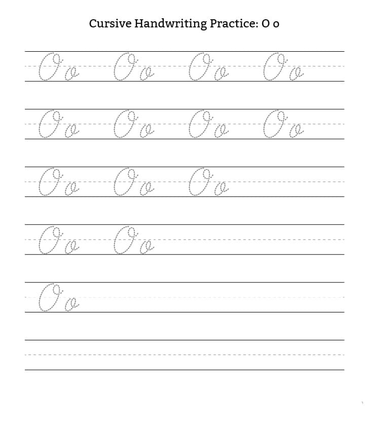 Printable Cursive Handwriting Letter O