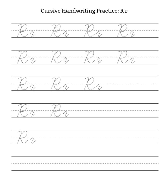 Printable Cursive Handwriting Letter R