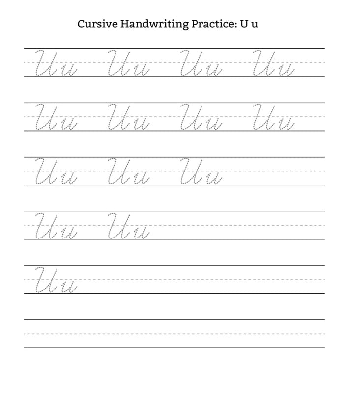 Printable Cursive Handwriting Letter U