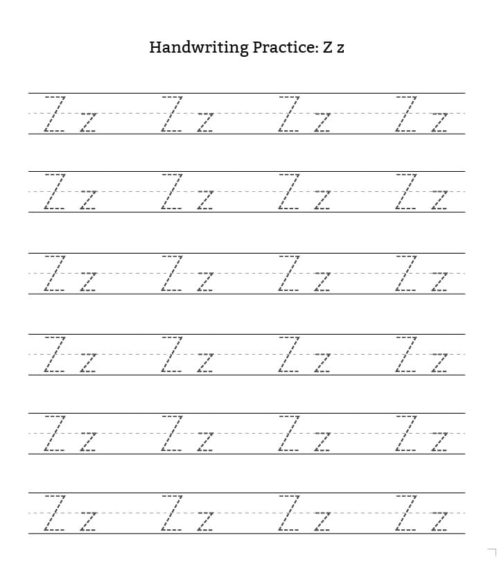 Printable Cursive Handwriting Letter Z