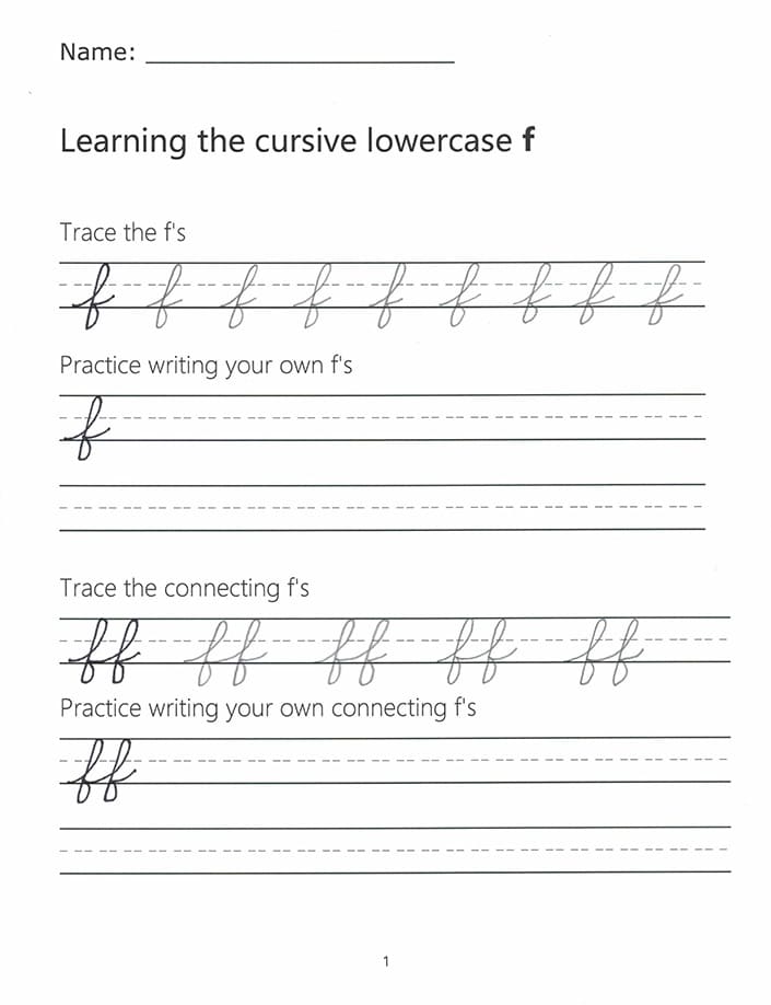 Printable Cursive Letter F Lowercase