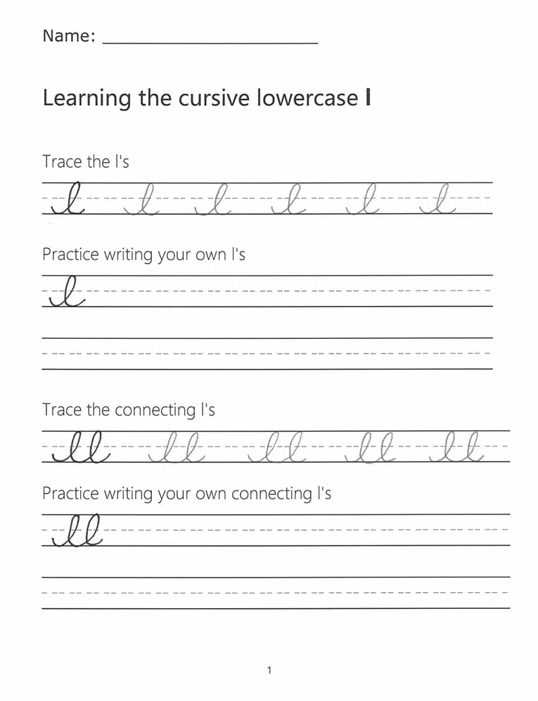 Printable Cursive Letter L Lowercase