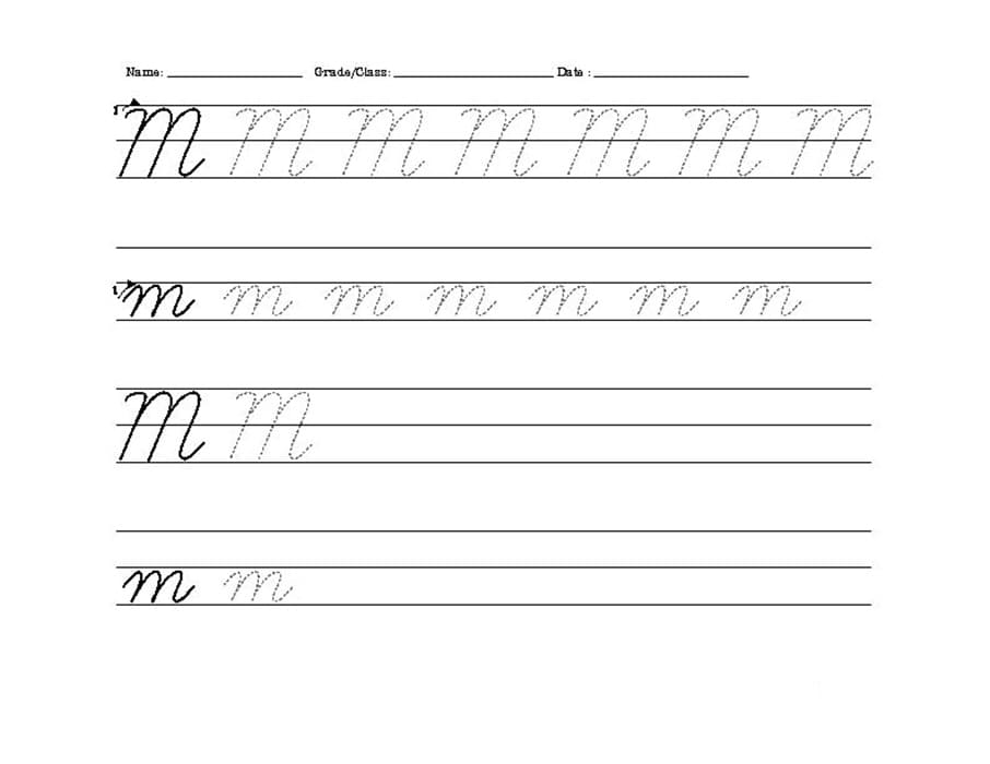 Printable Cursive Letter M Worksheet