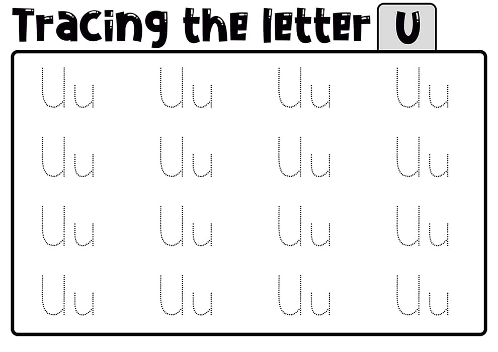 Printable Cursive Letter U Practice Sheet