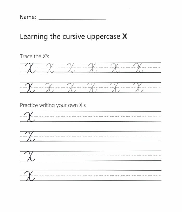Printable Cursive X Uppercase