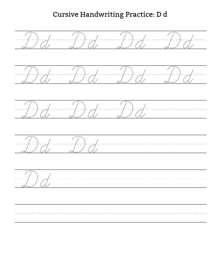 Printable Letter D In Cursive Writing