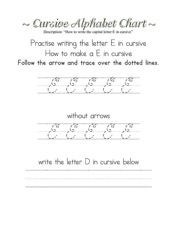 Printable Letter E Cursive Practice