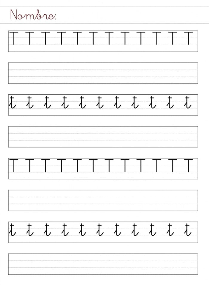 Printable Letter T In Cursive Writing