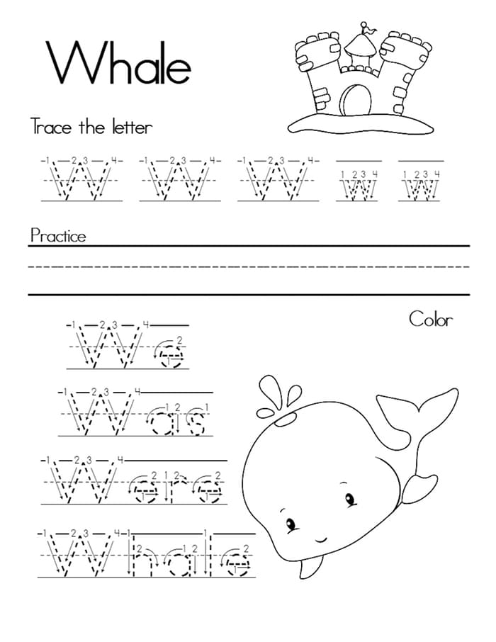 Printable Letter W Cursive Worksheet