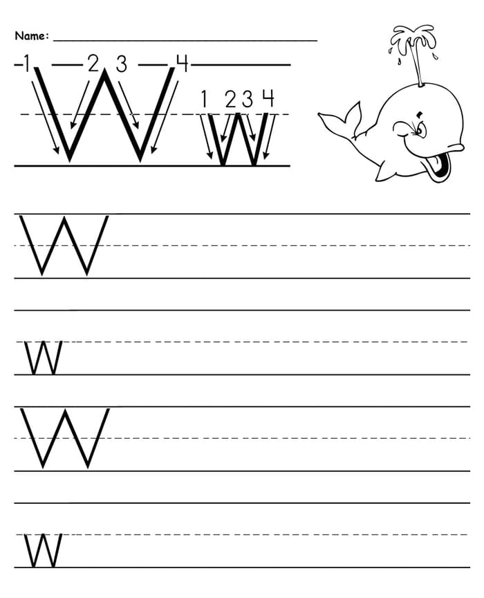 Printable Letter W In Cursive Writing