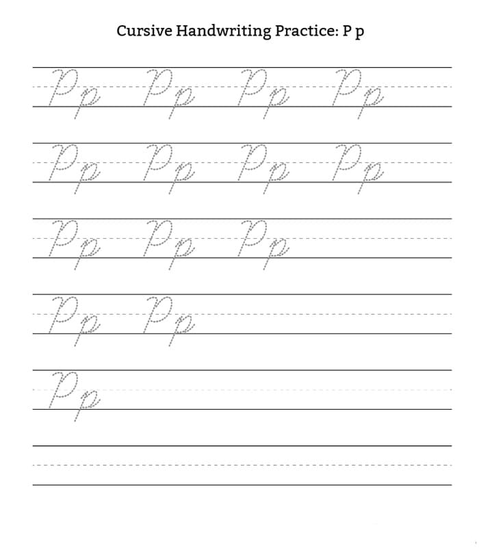 Printable P Letter In Cursive Writing