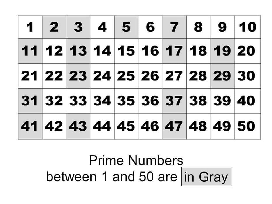 Printable Prime Numbers Between 1 And 50