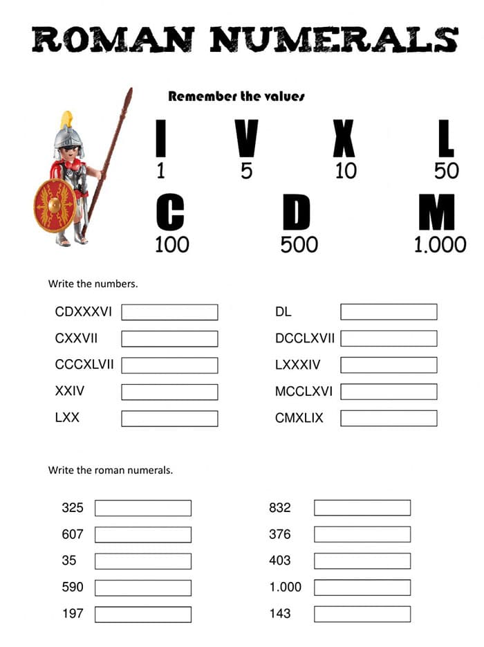 Printable Roman Numerals Practice Worksheet