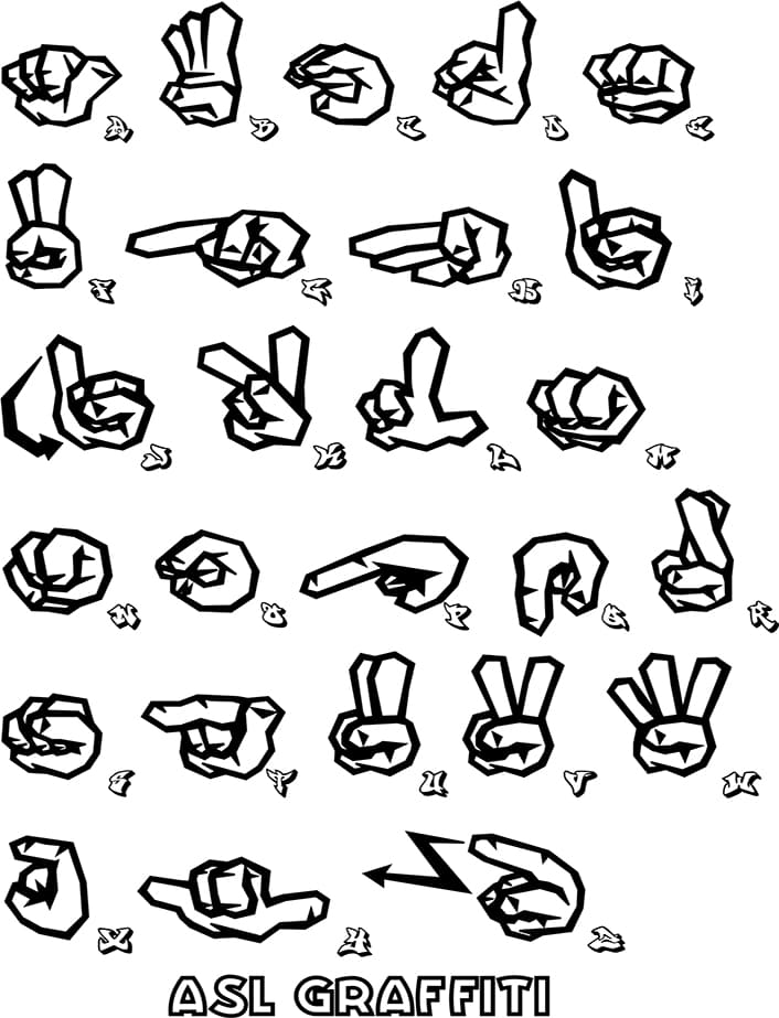 Printable Sign Language Alphabet Drawing