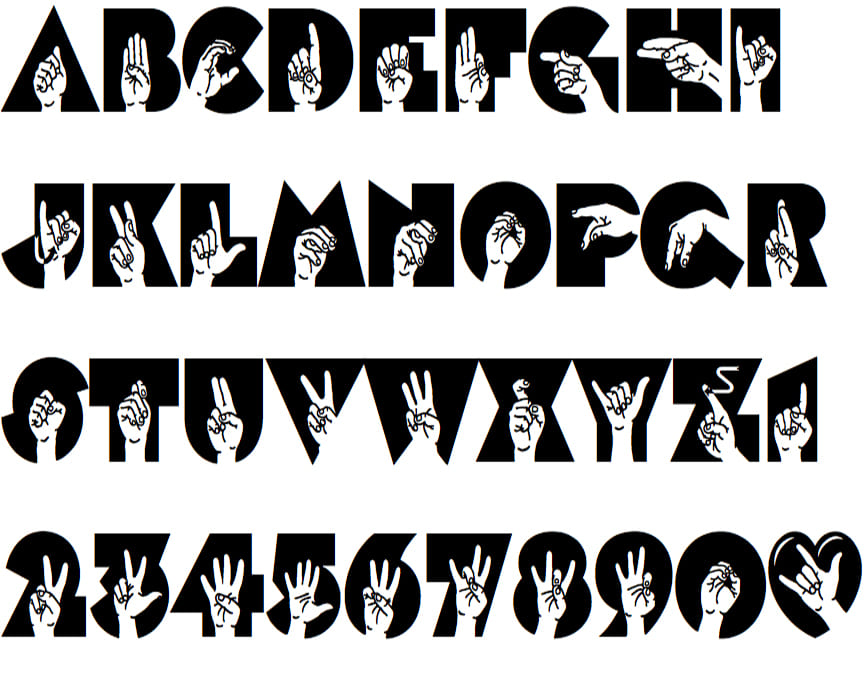 Printable Sign Language Alphabet Font