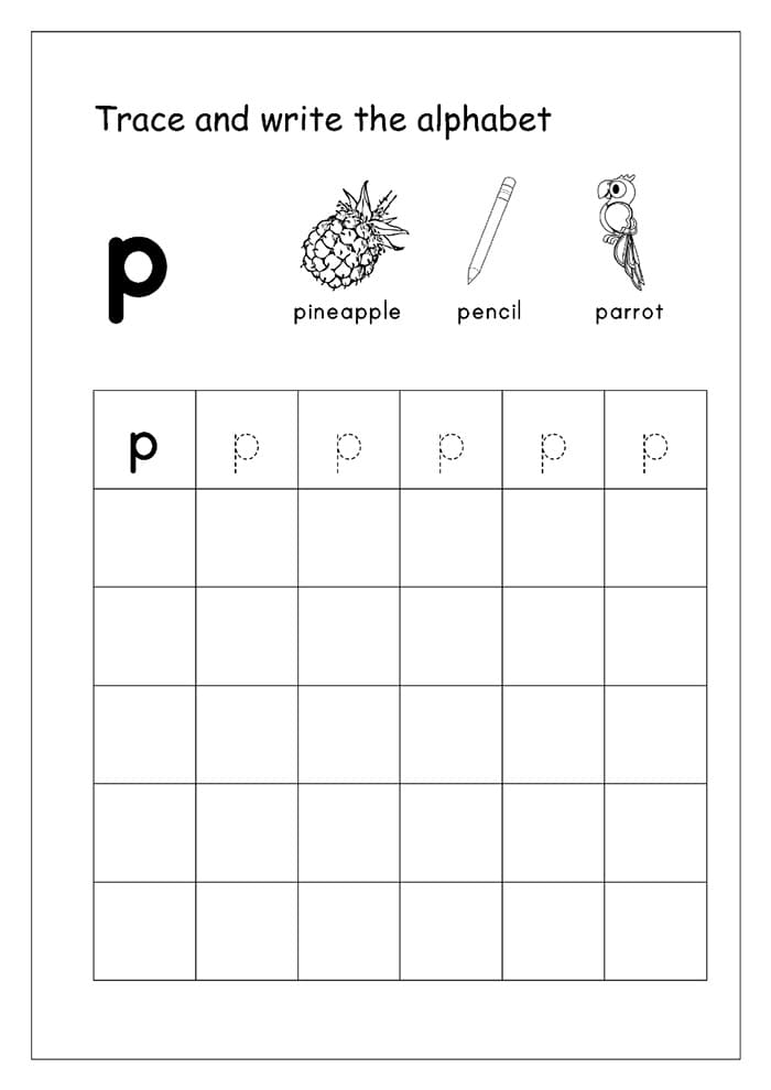 Printable Small Letter P In Cursive Writing